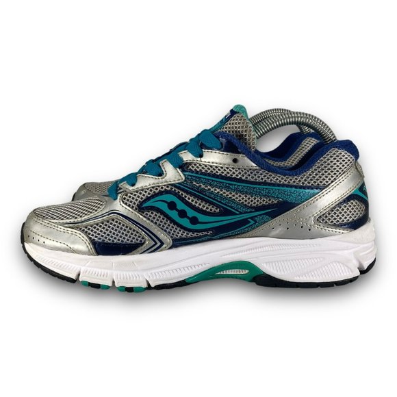 Saucony Cohesion 9 Running Shoes S15262-1 Mesh Low Top Silver Teal Women 8.5 - Picture 4 of 9